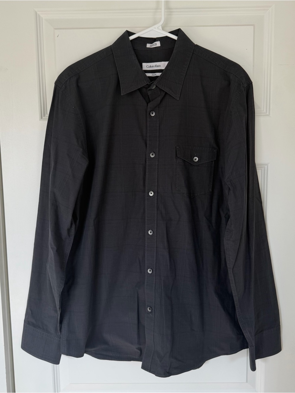 Calvin Klein Men's Dark Black Long-Sleeve Button-Down Shirt
